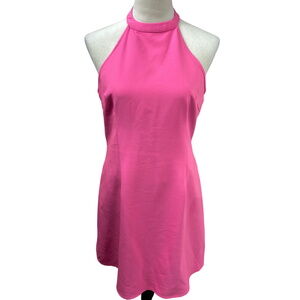 Jenn & Jo Halter Dress Party Cocktail Tie Back Sleeveless Pink‎ L